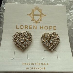 NWT Loren Hope Maci Heart Heart Studs | Crystal | 3/8” diameter